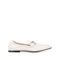 Tod's Mocassim de couro com placa T - Branco
