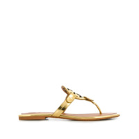 Tory Burch Sandália com logo - Dourado