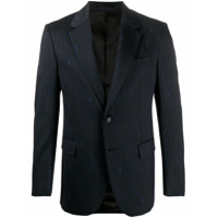 Versace Blazer risca de giz com logo - Preto