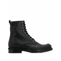 Versace Bota de couro com cadarço - Preto