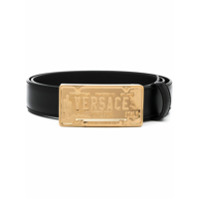 Versace Cinto com placa de logo - Preto