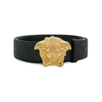 Versace Cinto de couro com logo - Preto