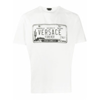 Versace Clutch com estampa de placa - Branco