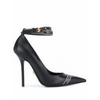 Versace Sapato bico fino com logo - Preto