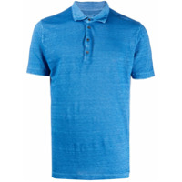 120% Lino Camisa polo lisa - Azul