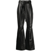 16Arlington Calça flare de couro - Preto