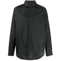 424 Camisa xadrez com logo bordado - Preto