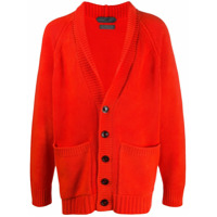 Ajmone Cardigan gola V canelado - Vermelho