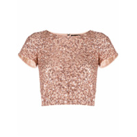 Alice+Olivia Camiseta cropped com paetês - Rosa