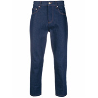 AMI Calça jeans cropped com bolsos - Azul