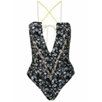 Amir Slama Maiô Margarida estampado - Preto