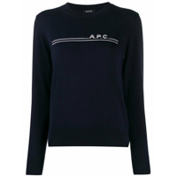 A.P.C. Suéter listrado com logo - Azul