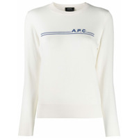 A.P.C. Suéter listrado com logo - Branco