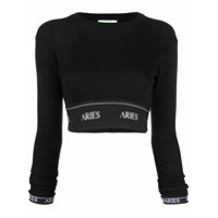 Aries logo trim band cropped top - Preto