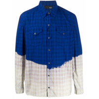 B-Used Camisa xadrez color block - Azul