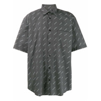 Balenciaga Camisa xadrez com logo - Preto