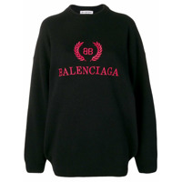 Balenciaga Suéter com logo bordado - Preto