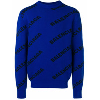 Balenciaga Suéter jacquard com logo - Azul