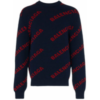 Balenciaga Supeter de tricô com logo - Azul