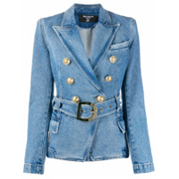 Balmain Blazer jeans com cinto - Azul