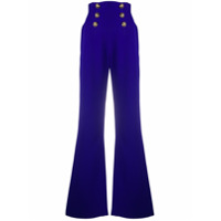 Balmain Calça flare cintura alta - Azul