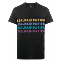 Balmain Camiseta com estampa de logos - Preto