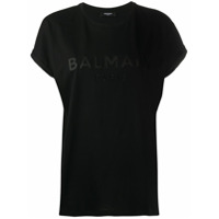 Balmain Camiseta com logo bordado - Preto