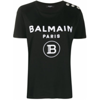 Balmain Camiseta com logo e botões - Preto
