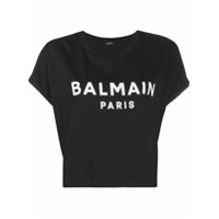 Balmain Camiseta cropped com logo - Preto