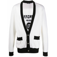 Balmain Cardigan gola V com logo - Branco