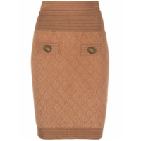 Balmain fluffy knit fitted skirt - Marrom