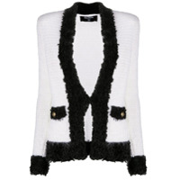 Balmain Jaqueta bouclê com gola V - Branco