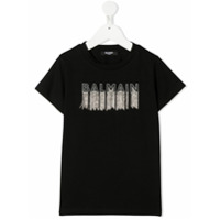 Balmain Kids fringed logo T-shirt - Preto