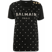 Balmain logo print t-shirt - Preto