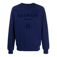 Balmain Moletom com estampa de logo - Azul