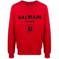 Balmain Moletom com estampa de logo - Vermelho