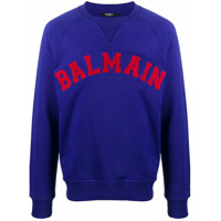Balmain Moletom com logo bordado - Azul
