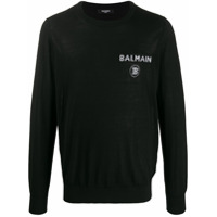Balmain Suéter de tricô com logo - Preto