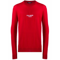 Balmain Suéter de tricô com logo - Vermelho