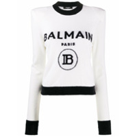 Balmain Suéter jacquard de logo - Branco