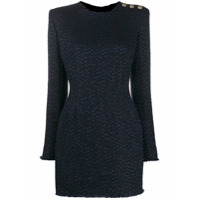 Balmain Vestido bouclé de tweed - Azul