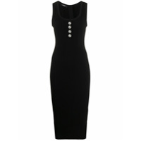 Balmain Vestido midi slim canelado - Preto