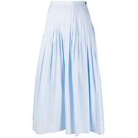 Barena Saia midi com pregas - Azul