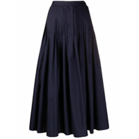 Barena Saia midi com pregas - Azul