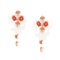 Biyan long flower earrings - Branco