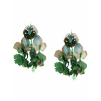 Biyan long flower earrings - Verde