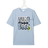 Boss Kids Camisa com estampa de logo - Azul