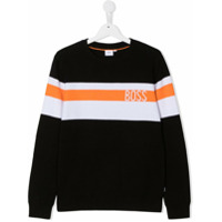 Boss Kids contrast stripe sweater - Preto