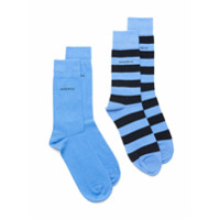 BOSS Par de meias com logo - Azul
