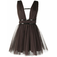 Brognano Vestido com pregas e mesh - Marrom